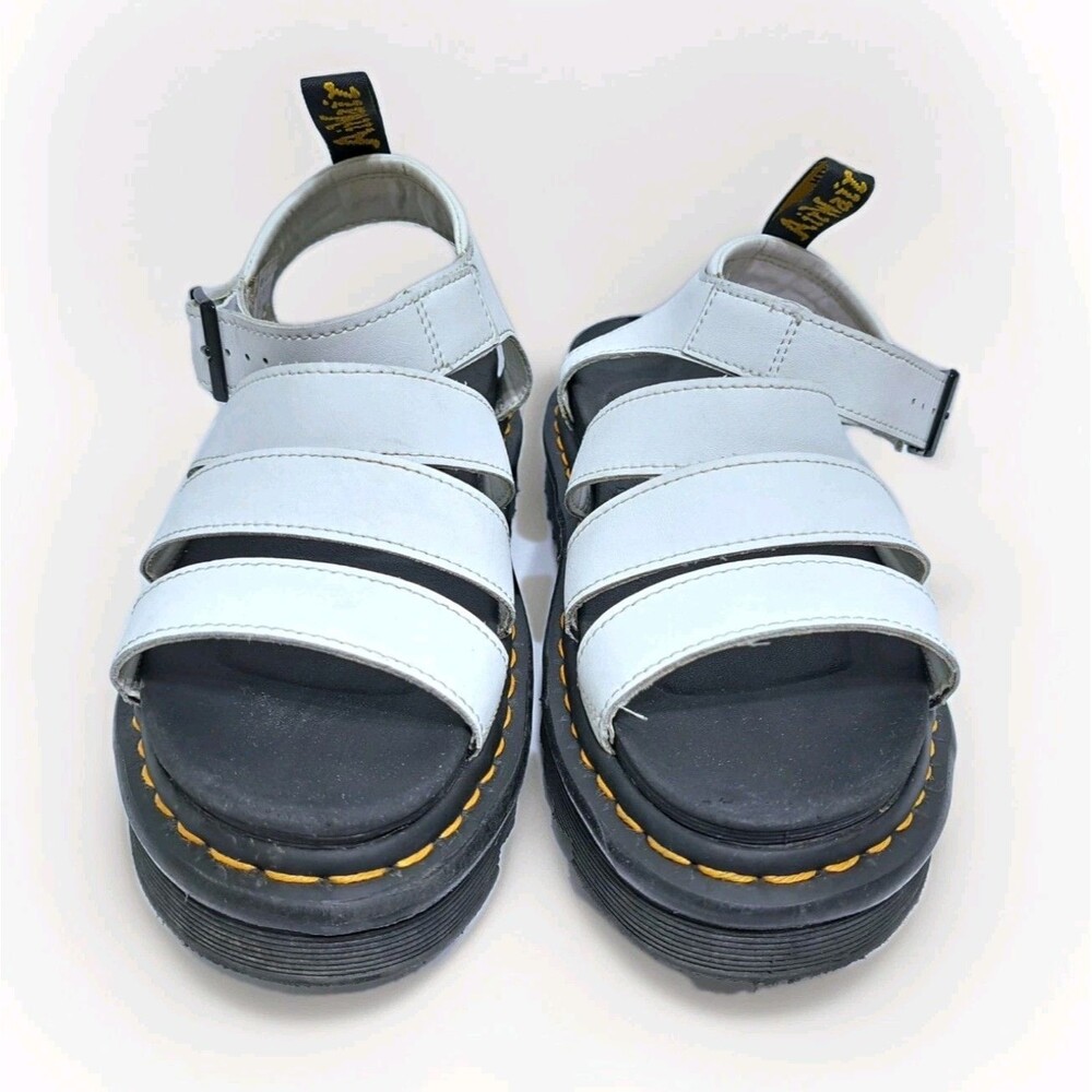Dr. Martens Women's 8 Blaire White Leather Strappy Platform Sandals Buckle Doc